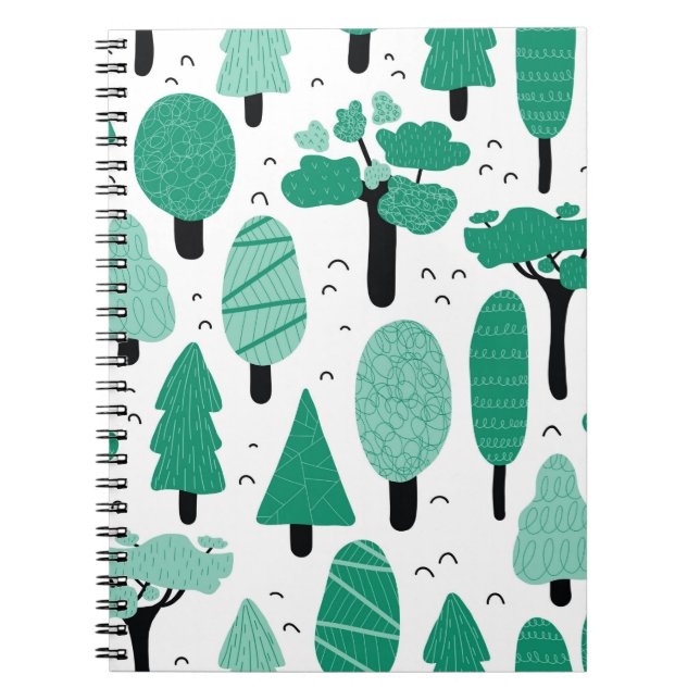 Carnet Différents types d'arbres sans couture motif vinta (Devant)