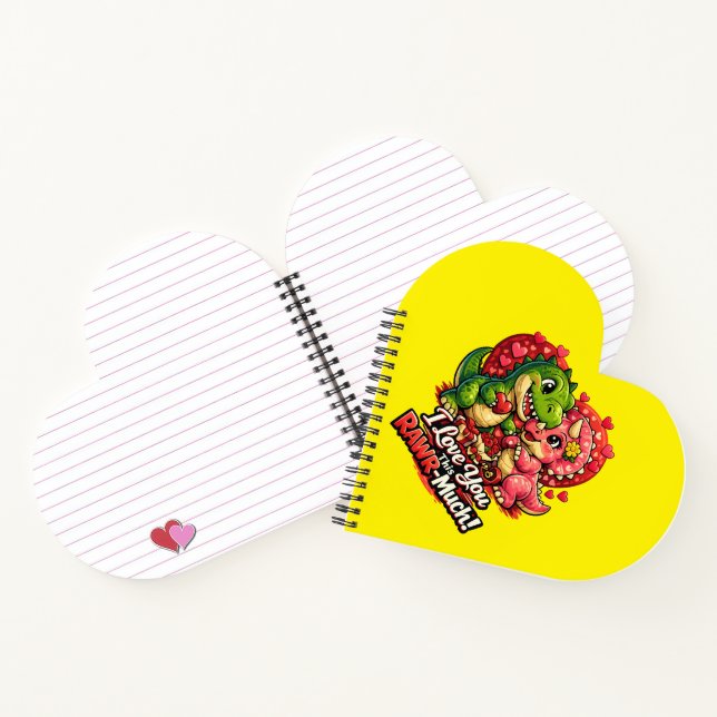 Carnet Dino Hearts Rawr Much Valentine,Couple Anniversary (Intérieur)