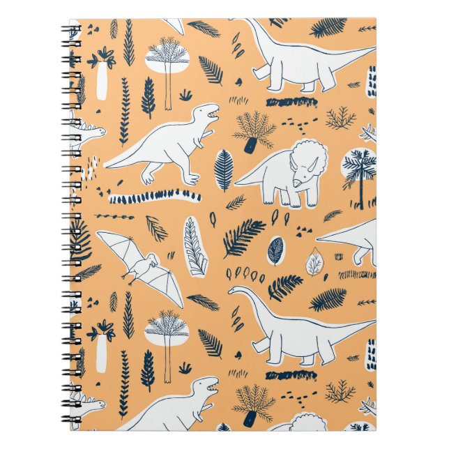 Carnet Dinosaur & Palm Feuilles : Motif amusant (Devant)