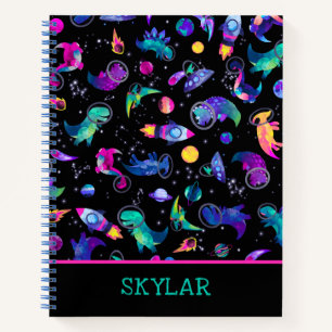 Carnet Dinosaure Astronauts Espace aquarelle Personnalisé