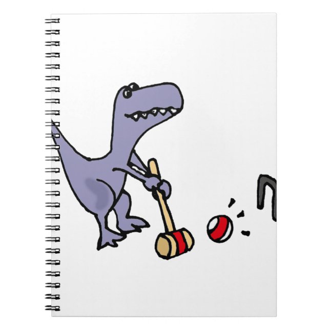 Carnet Dinosaure bleu drôle de T-Rex jouant le croquet (Devant)