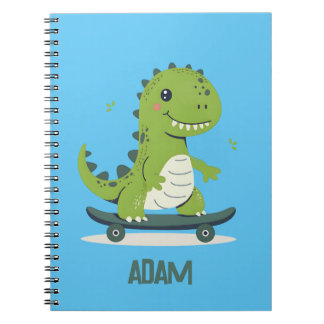Carnet Dinosaure Fun Skateboard Avec Nom Enfant