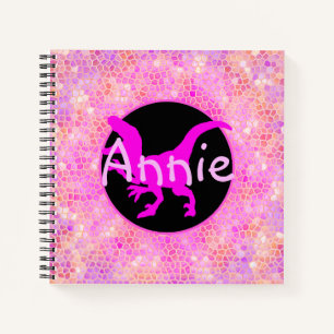 Carnet Dinosaure rose personnalisé caché