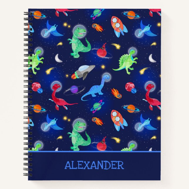 Carnet Dinosaures astronautes à l'aquarelle dans l'espace (Devant)