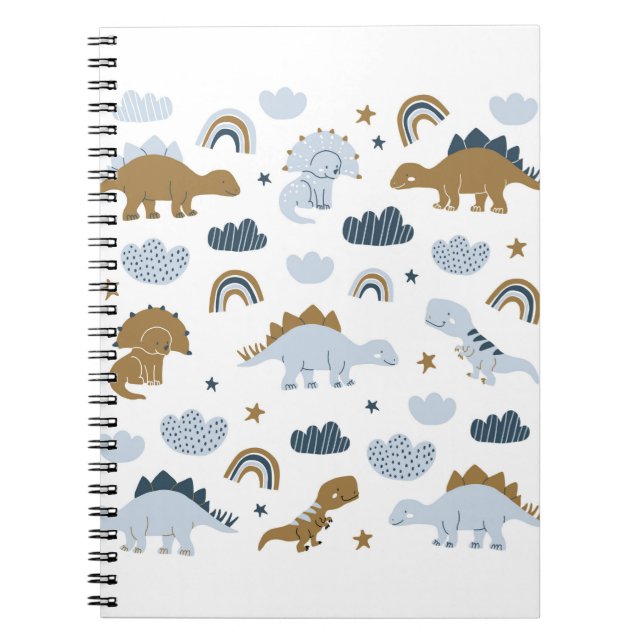 Carnet Dinosaures dessinés à la main dans le style scandi (Devant)