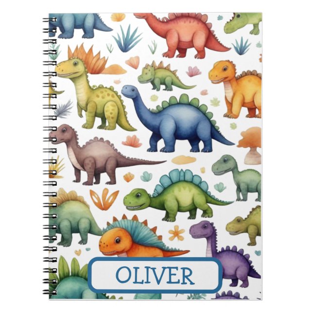 Carnet Dinosaures fantaisistes colorés mignons (Devant)