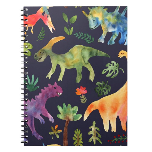 Carnet Dinosaures floraux : Aquarelle (Devant)