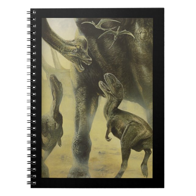 Carnet Dinosaures vintage, Torvosaurus et Brachiosaurus (Devant)