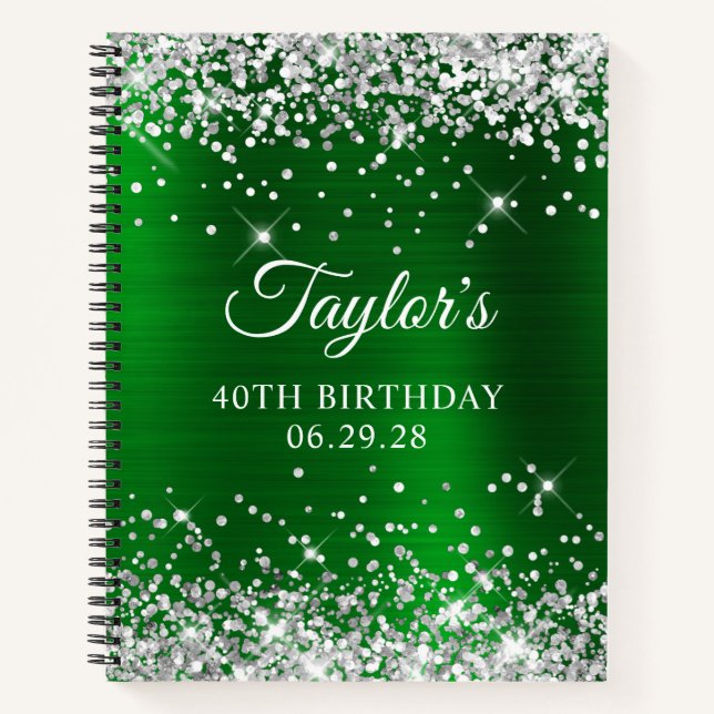 Carnet d'invité Vert Pailleté Argent 40e Anniversa (Devant)