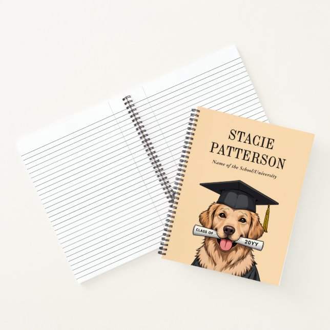 Carnet Diplômé Personnalisé Chien Rétrieneur Doré Mignon (Intérieur)