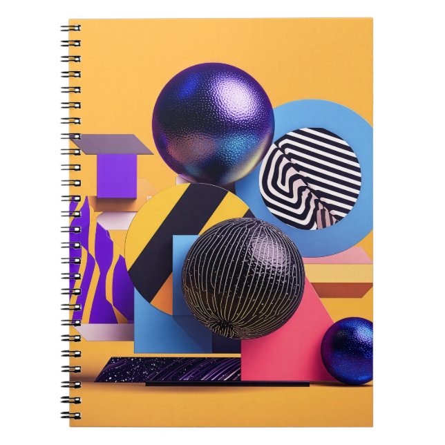 Carnet Disposition abstraite avec des sphères colorées (Devant)
