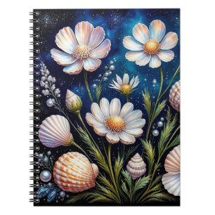 Carnet Disposition florale élégante avec coquillages