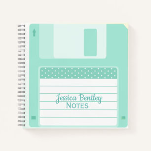 Carnet Disquette Turquoise Cute Pastel personnalisée