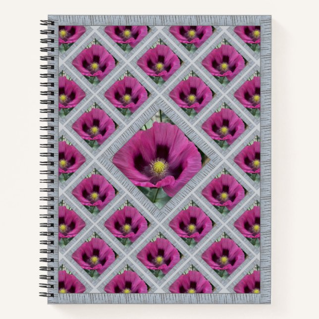 Carnet distinctif avec les Poppies Magenta (Devant)