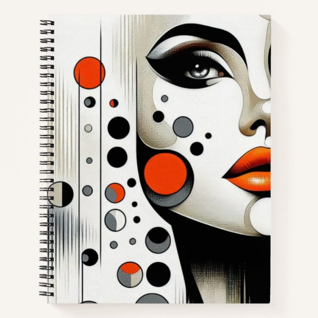 Carnet Diva Retro Pop : Élégance Géométrique Art Abstrait (Devant)