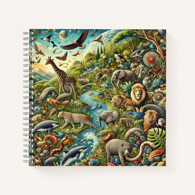 Carnet Diverse Animals & Lush Ecosystem Design (Devant)