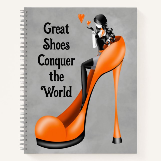 Carnet Divinité de la mode en escarpin orange (Devant)