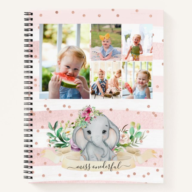 Carnet Dix Photos Collage Miss Onederful Baby Elephant (Devant)