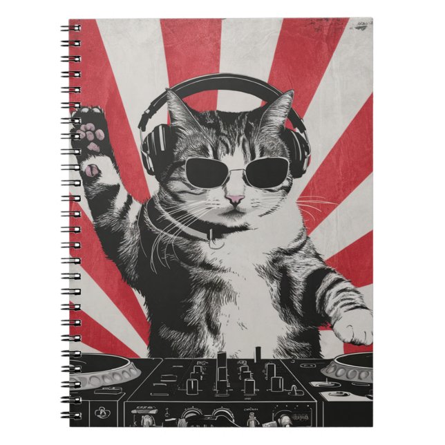 Carnet DJ DJ Cat Disco Sound Tech Headphone Music (Devant)