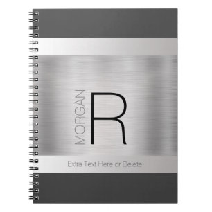 Carnet do-it-yourself Nom du monogramme, Texte gris noir,