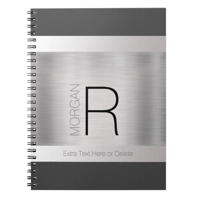 Carnet do-it-yourself Nom du monogramme, Texte gris noir, (Devant)