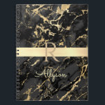 Carnet do-it-yourself Nom & Monogramme, Barre Or, Marbre<br><div class="desc">Personnalisez votre nom en script jaune pâle et en monogramme or sur Gold Bar sur Black and Gold Marble. Cliquez sur "Personnaliser" pour modifier les couleurs et les styles de type.</div>