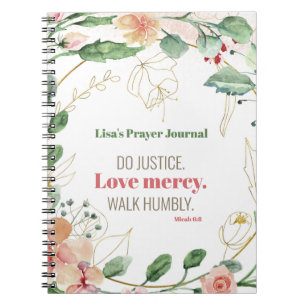 Carnet Do Justice Floral Micah 6:8 Prière personnalisée