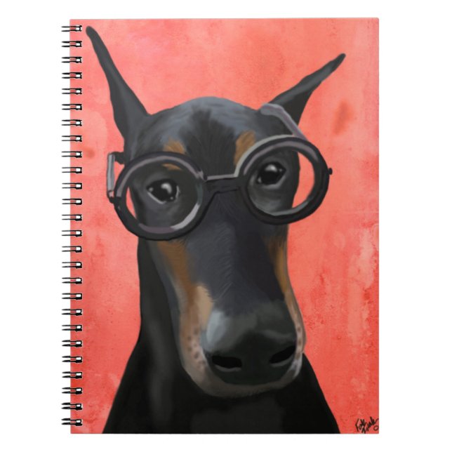Carnet Doberman avec lunettes (Devant)