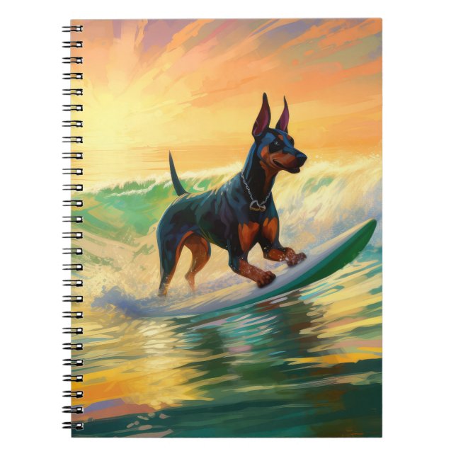Carnet Doberman Beach Surf Peinture (Devant)