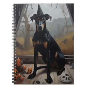 Carnet Doberman Citrouille Halloween effroi