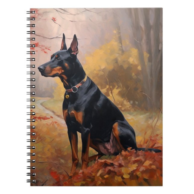 Carnet Doberman dans les feuilles d'automne tombent inspi (Devant)