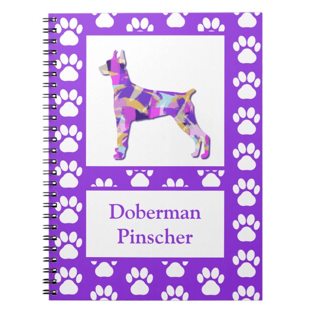 Carnet Doberman Pinscher Chien Silhouette Purple PY&B (Devant)