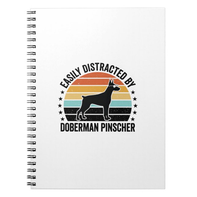 Carnet Doberman Pinscher Graphique Vintage Coucher de Sol (Devant)