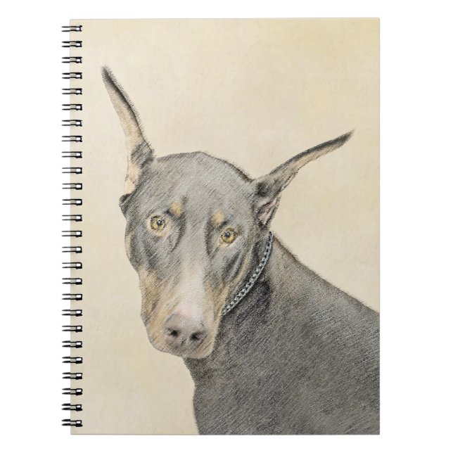 Carnet Doberman Pinscher Peinture - Art Chien original (Devant)
