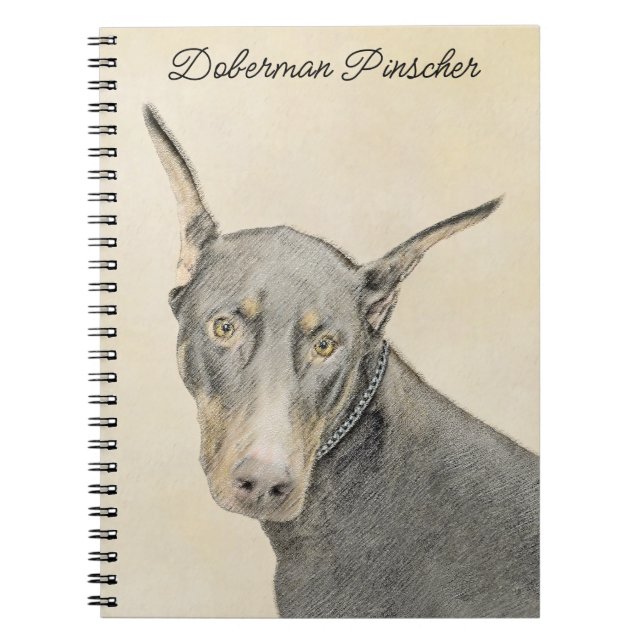 Carnet Doberman Pinscher Peinture - Art Chien original (Devant)