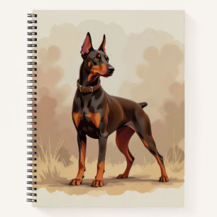 Carnet Dobermann Pinscher Chien Brun Rouille Rouge