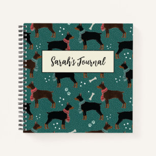 Carnet Dobermans rouges et noirs dans Scarves Motif d'hiv