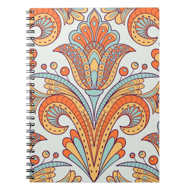 Carnet Dodle floral damask, folk sans couture motif. (Devant)