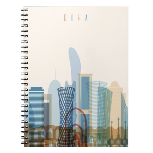 Carnet Doha, horizon de ville du Qatar | (Devant)