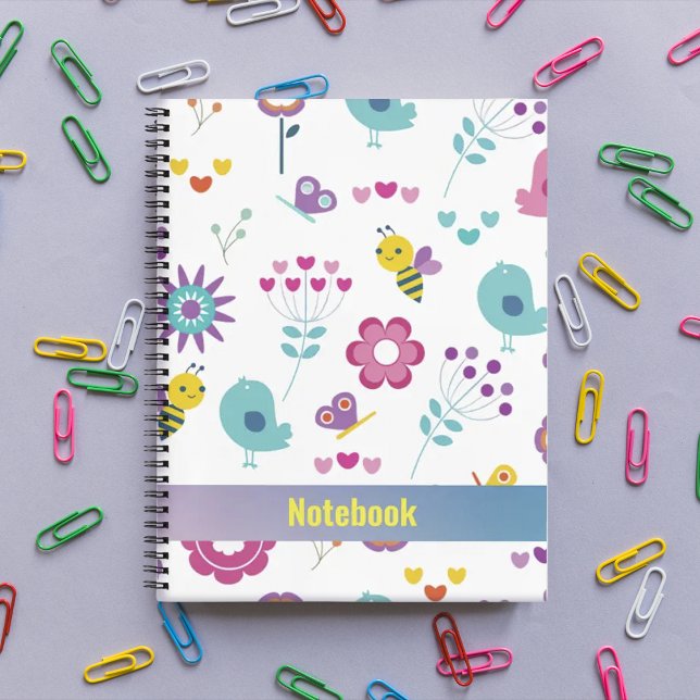 Carnet d'oiseaux motif (Pattern colored birds Notebook
)