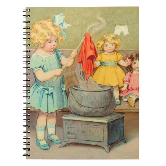 Carnet Dolly Lave fille Vintage Jouer Poupées mignonne (Devant)
