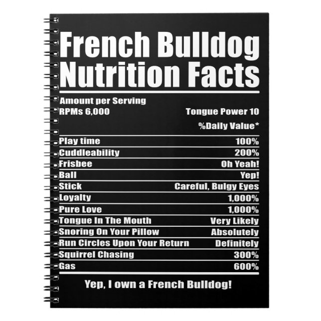Carnet Don de chien | French Bulldog Nutrition Facts (Devant)