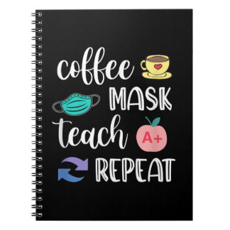 Carnet Don de l'enseignant | Masque de café Teach Répéter
