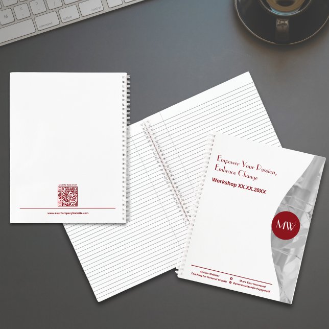 Carnet Donner du pouvoir à votre passion Embrasser Change (Empower Your Passion Embrace Change Life Coach Notebook - Initials - QR-code)