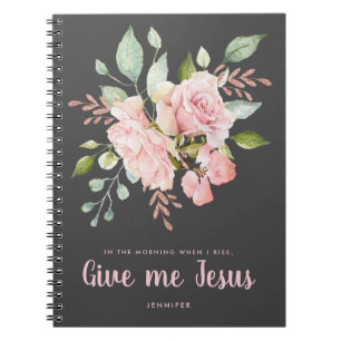 Carnet Donnez-moi Jésus rose Roses Personnalisé Dévotion