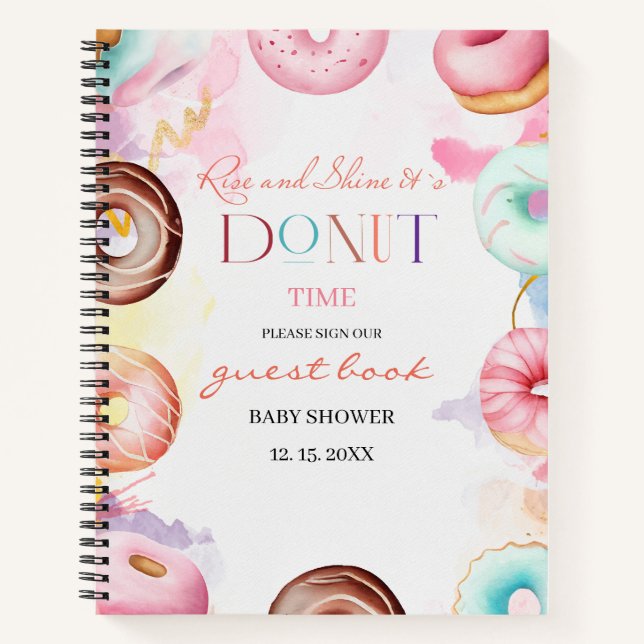 Carnet Donut Time Watercolor baby shower de réservation d (Devant)