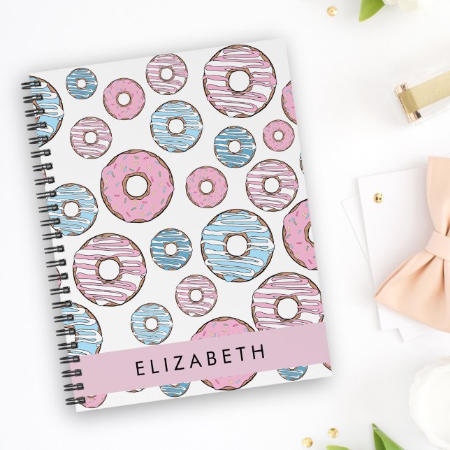 Carnet Donuts Roses, Donuts Bleus, Sprinkings, Votre Nom (Créateur téléchargé)