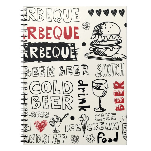 Carnet doodle barbecue fou (Devant)
