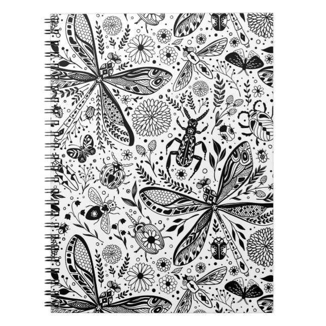 Carnet Doodle bugs on dark blue (Devant)