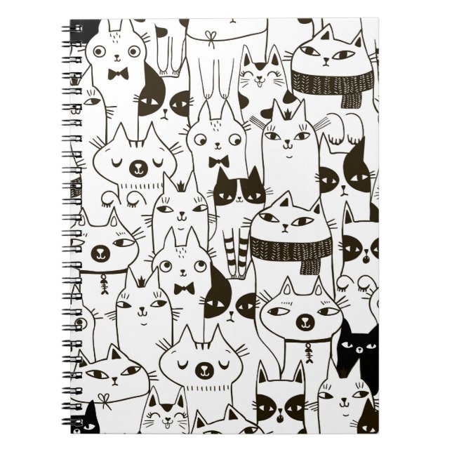 Carnet Doodle chats : drôle de motif sans soudure. (Devant)